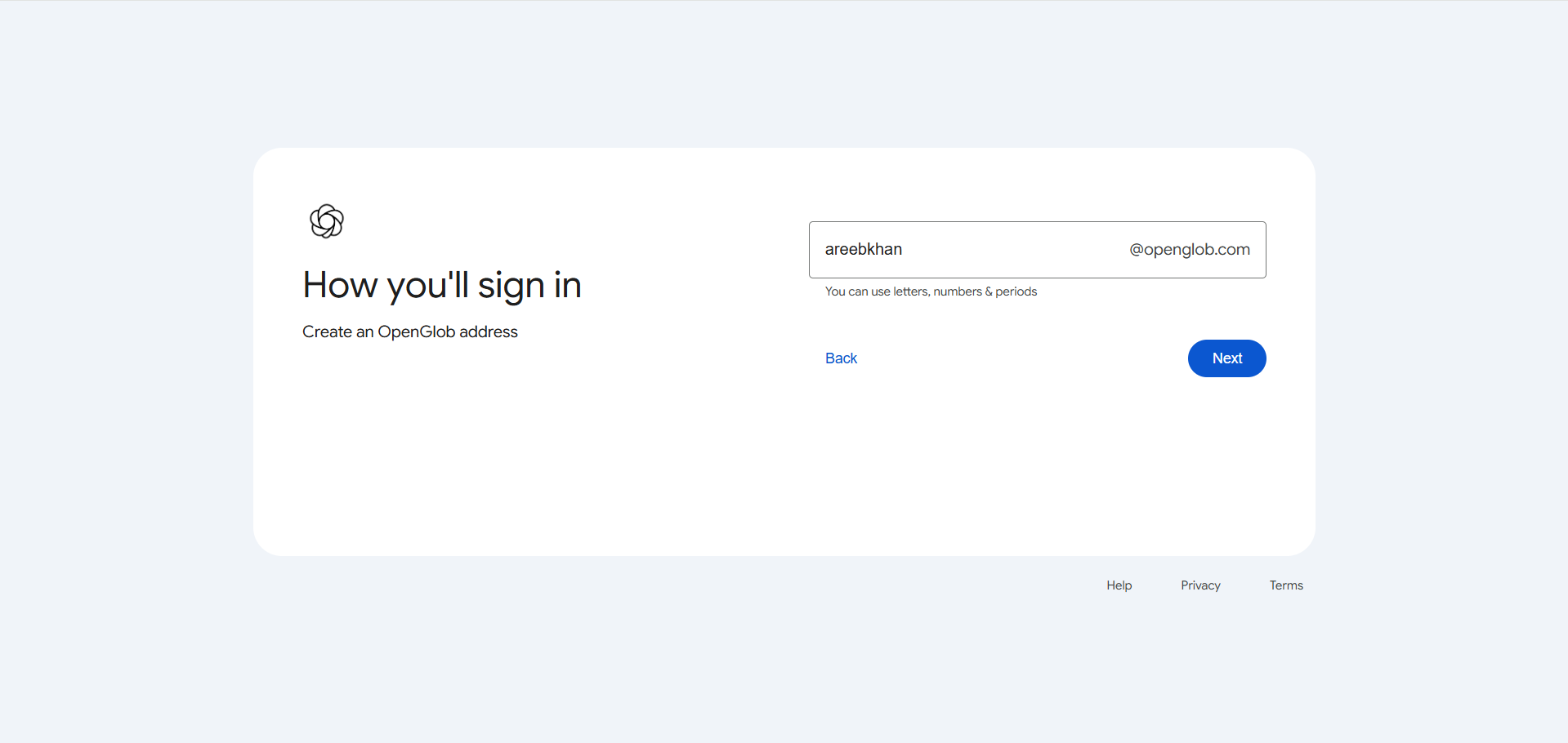 Entering Email and Password